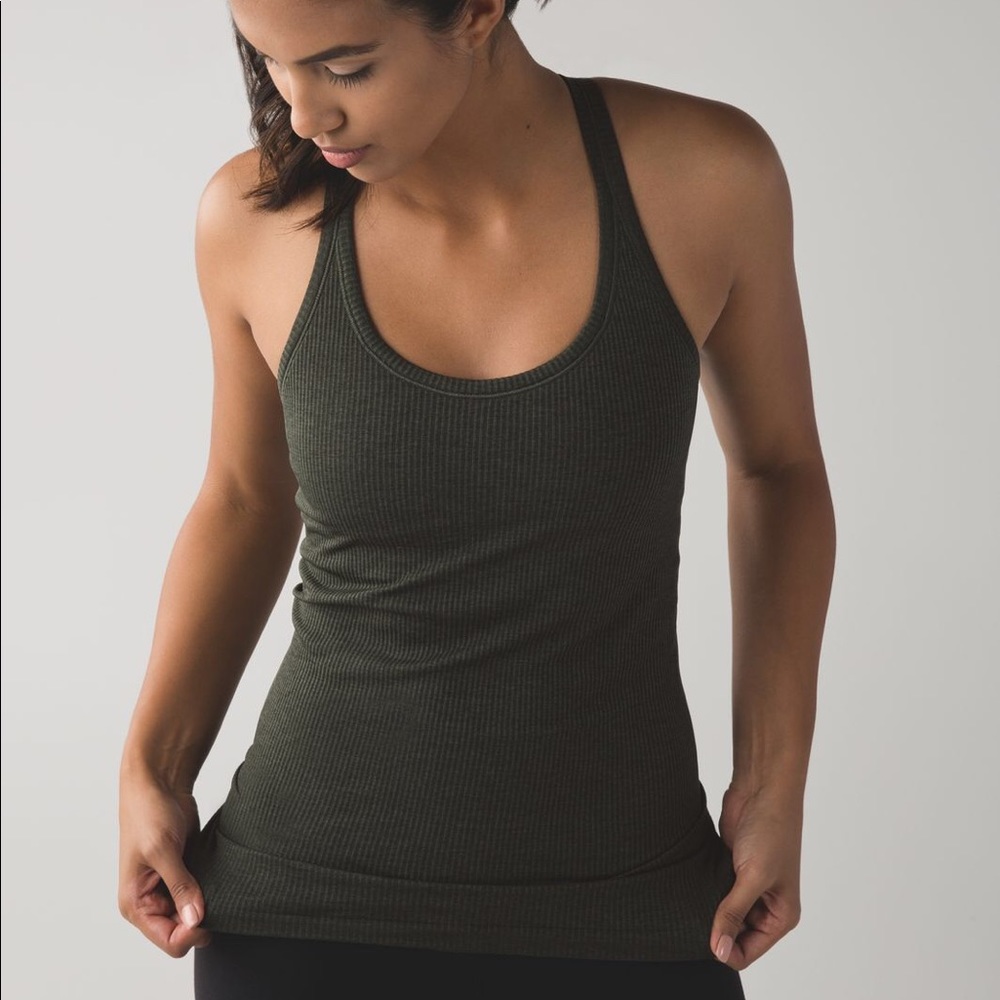 NWOT dark green Lululemon Ebb To Street Tank